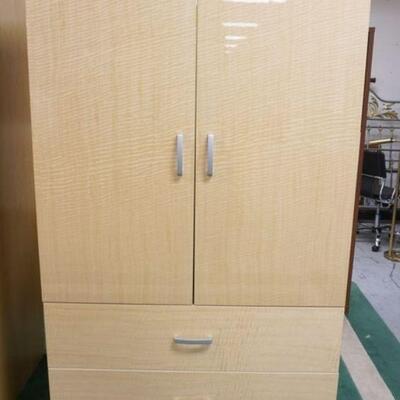 1051	CONTEMPORARY MODERN 2 DOOR, 2 DRAWER CABINET W/INTERIOR SHELVES, APPROXIMATELY 44 IN X 20 IN X 71 IN HIGH

