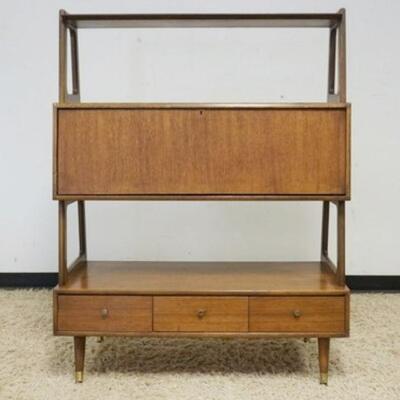 1022	DANISH MODERN BOOKCASE W/FALL FRONT DESK & 3 DRAWERS AT BASE, APPROXIMATELY 45 IN X 19 IN X 55 IN HIGH
