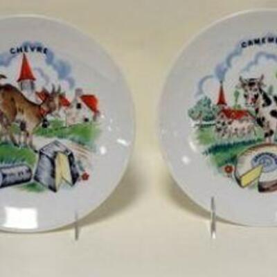 1070	GROUP OF 4 LAMALLE NEW YORK CITY FRENCH CHEESE DISHES. HAVING COLORFUL TRANSFERS OF ASSORTED CHEESES, APPROXIMATELY 7 1/2 IN
