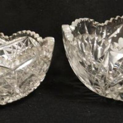 1192	2 CUT GLASS BOWLS, LARGEST IS 9 IN DIAMETER, SMALLER HAS MINOR RIM ROUGHNESS
