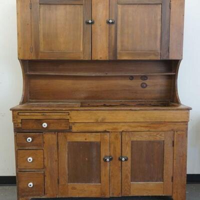 1303	2 PIECE COUNTRY CUPBOARD, 4 DOORS, 4 DRAWERS & PULL OUT SURFACE, 59 1/4 IN WIDE X 78 1/2 IN HIGH X 20 3/4 IN DEEP

