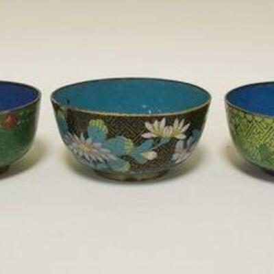 1019	6 ASSORTED CLOISONNE BOWLS, EACH APPROXIMATELY 4 1/2 I X 2 1/4 IN HIGH
