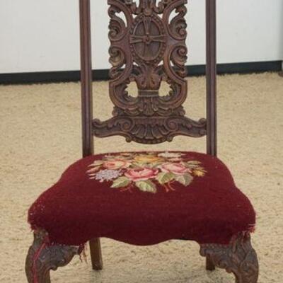 1330	HEAVILY CARVED HIGH BACK VICTORIAN CHAIR, 48 3/4 IN HIGH
