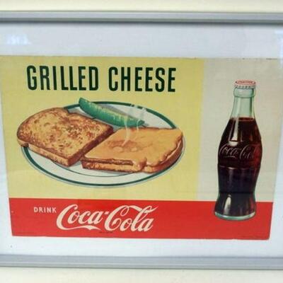 1103	COCA COLA VINTAGE FRAMED CARDBOARD ADVERTISING RESTAURANT SIGN, APPROXIMATELY 20 1/2 IN X 16 1/2 IN OVERALL
