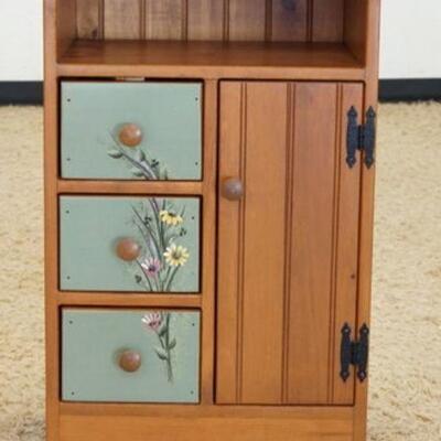 1325	PAINT DECORATED 3 DRAWER ONE DOOR STAND, 19 1/2 IN WIDE X 12 IN DEEP X 34 1/4 IN HIGH
