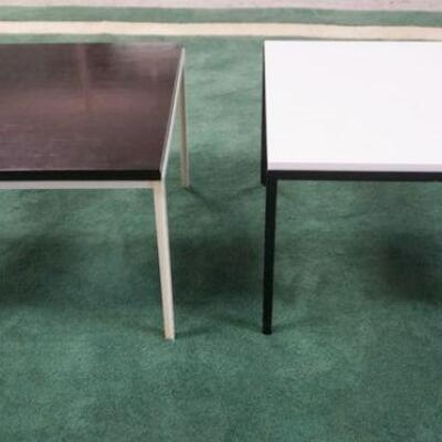 1025	2 MODERN FORMICA END TABLES W/IRON BASES, APPROXIMATELY 24 IN SQUARE X 16 IN HIGH
