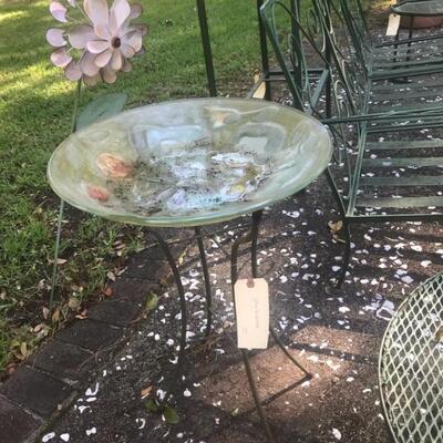 glass birdbath $75