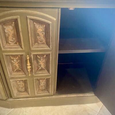 Grandmillennial hand-painted low console/cabinet