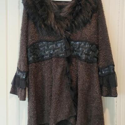 Fur Collar & Ruffled Couture Sweater by Dolce Cabo