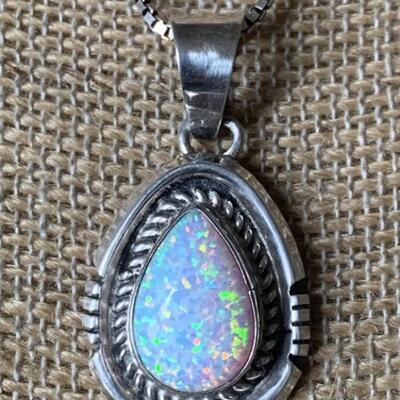 Signed Jon McCray Navajo Sterling Silver and Opal