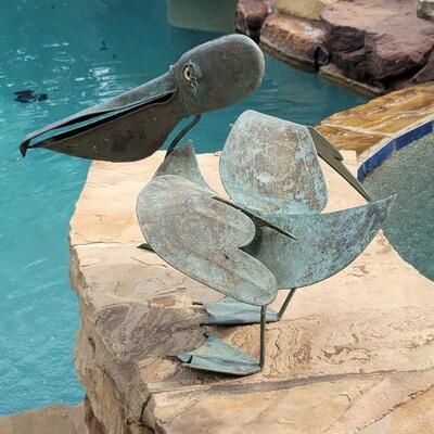 Whimsical Solid Copper Pelican w/ Rocking Head