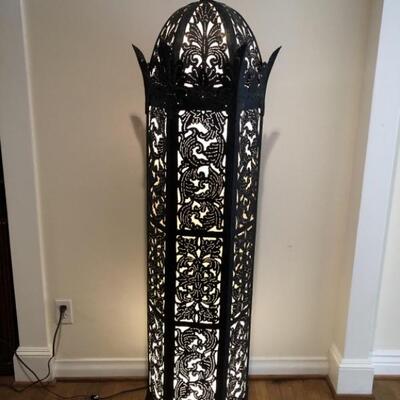 Bronze Finished Metal Moroccan Style Floor Lamp