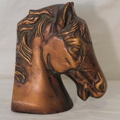 Bronze Tone Chalkware Horse Head Statue