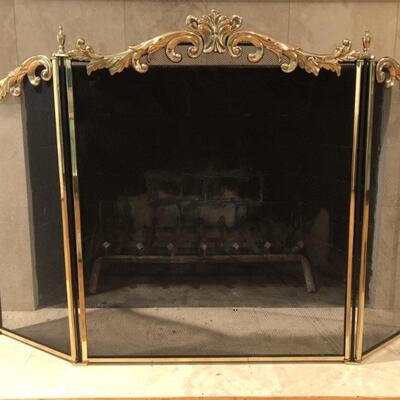 Elegant Gold & Black 3-Section Fireplace Screen
