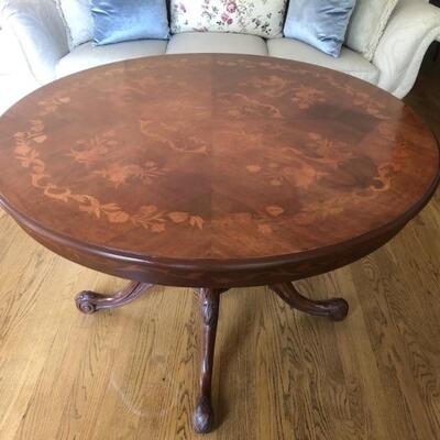 Italian Marquetry Inlaid Round Dining Table