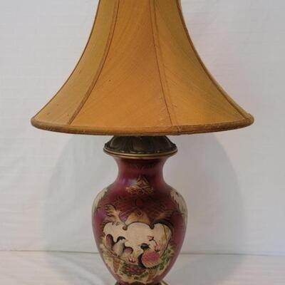 Vintage Asian Ceramic Aviary Table Lamp with Shade