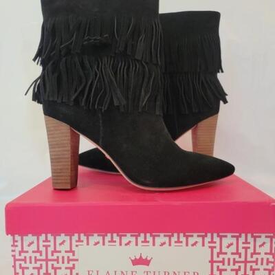 Black Suede Booties by Elaine Turner, Size 10