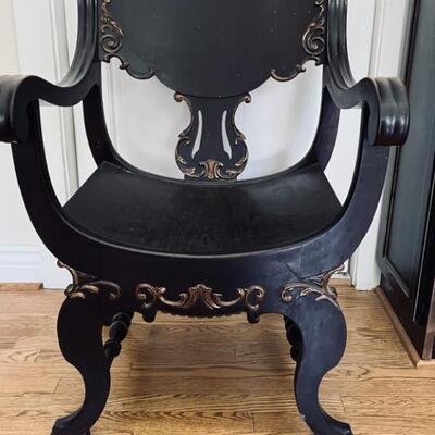 Carved Ebony Renaissance Revival Chair
