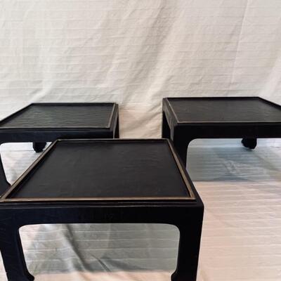 (3) Painted Black & Gold Stacking Tables