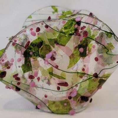 Garden Party Glass Spring Floral Handkerchief Bowl