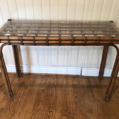Bamboo & Rattan Glass Top Sofa Table, 1of 2
1st of 2 Lots in this 3 -Piece Set of Tables
