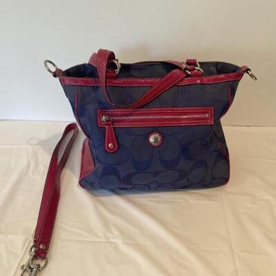 Authentic Coach Blue & Red Soho Satchel Handbag