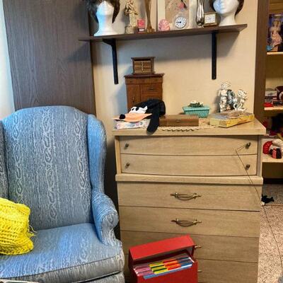 Tall blonde mid-century dresser and more