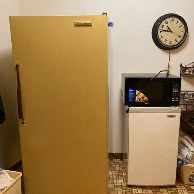 Freezer, smaller fridge, & microwave