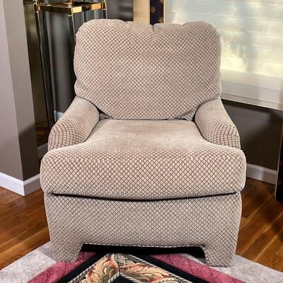 SHERRILL LOUNGE CHAIR & OTTOMAN | Sherrill Furniture Co. lounge chair with custom textured fabric upholstery, with a matching foot rest...