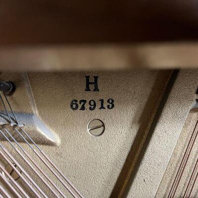 MASON & HAMLIN PIANO | Circa 1963, Mason & Hamlin upright 88-key piano with cushioned bench, no. H 67913; h. 41 x 59 x 23 in.