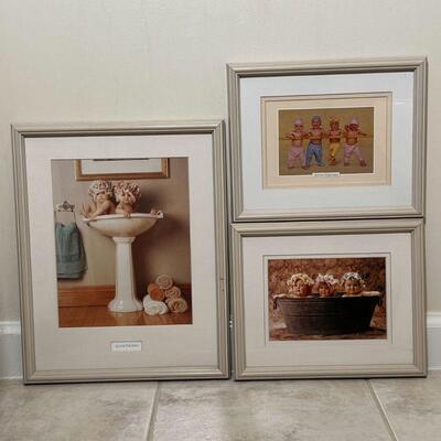 (3pc) ANNE GEDDES BABY PRINTS | All framed prints behind glass, featuring 