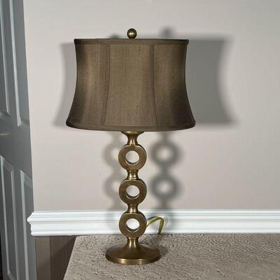 CONTEMPORARY TABLE LAMP | Gold brushed table lamp; h. 24-1/2 in.