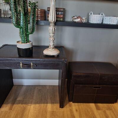 FOR SALE NOW! Leather Desk w/ Matching Filing Cabinet / Trunk  ($149.50 EA.)