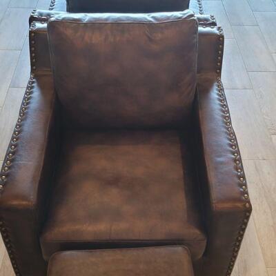 FOR SALE NOW! Pair of Matching Leather Living Room Chairs w/ Nailhead Trim Accents ($349 EA.)