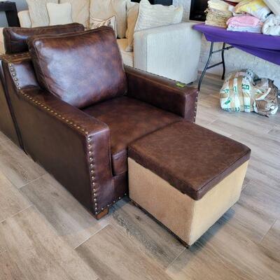 FOR SALE NOW! Pair of Matching Leather Living Room Chairs w/ Nailhead Trim Accents ($349 EA.)
