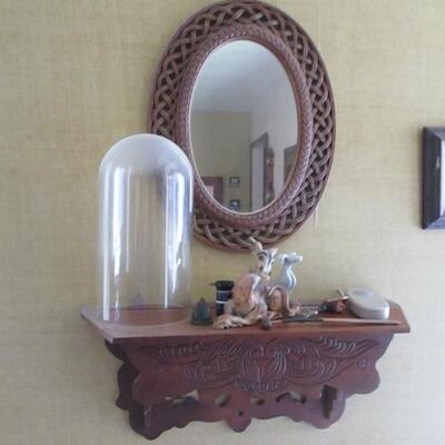 Hand Carved Shelf with Mirror 