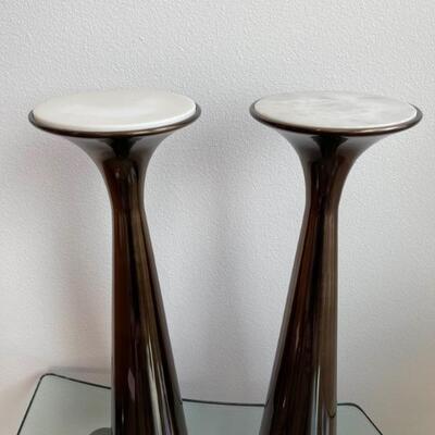 2 Williams Sonoma Silhouette Drink Tables with Marble Tops