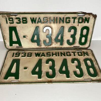 1938 Washington State License Plates