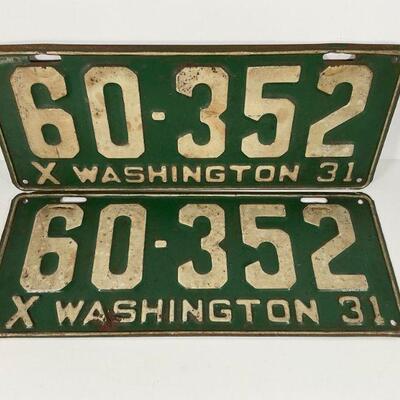 1931 Washington State License Plates
