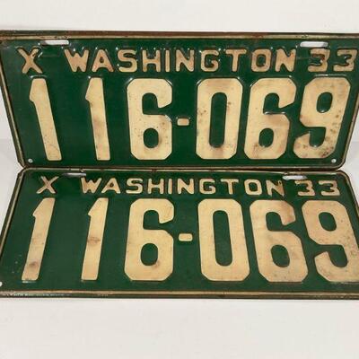 1933 Washington State License Plates
