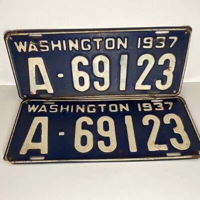 1937 Washington State License Plates