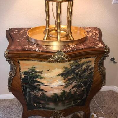 Brown wood Hand-Painted Console Cabinet W 33