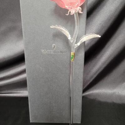 Waterford Pink, Frosted, & Clear Crystal Rose