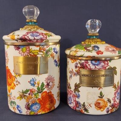 (2) Makenzie-Childs Enameled Canisters