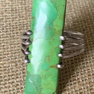 Sterling Silver and Green Turquoise Ring Size 8.5