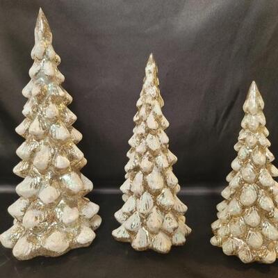 (3) Silver Tone Christmas Trees by Winter Lane
