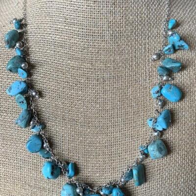 Sterling Silver and Chunky Turquoise Necklace