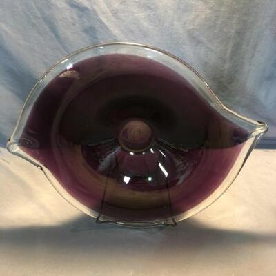 Murano Art Glass Purple Handkerchief Bowl