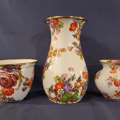 (3) MacKenzie-Childs Flower Market Flower Vases