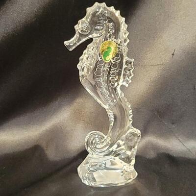 Waterford Crystal Seahorse Sculpture, Marked